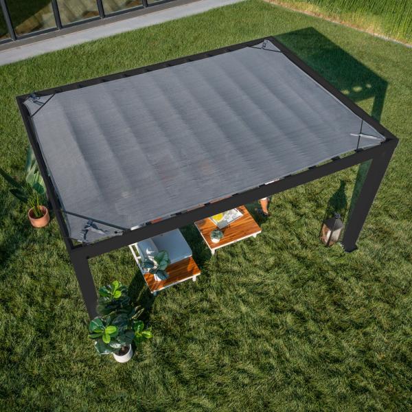 AJUNION 14x10 Garden Terrace Roof Louvered Pergola with Soft Canopy and Steel Frame