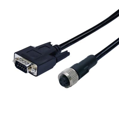 O conjunto 4pins fêmea do código de M12 A moldou o cabo impermeável do conector ao conector D-secundário do homem 9pins