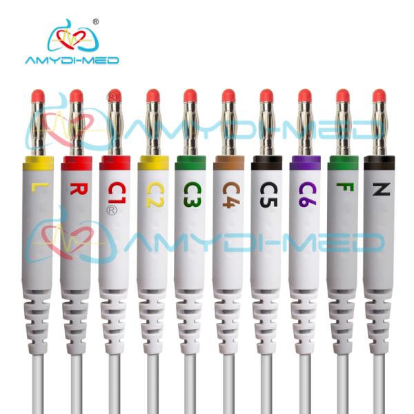 Rectangle 11P TPU ECG Cable 10 Lead Banana One Piece Series EKG Cable Compatible GE