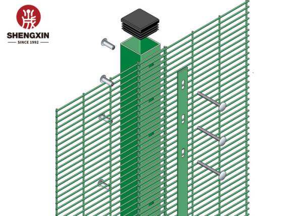 Welded Mesh 358 Security Fence Anti Climb Powder Coating I Post