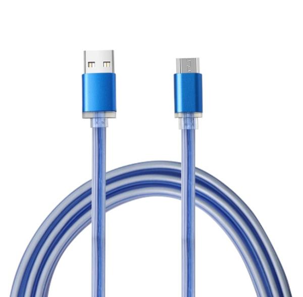 Stylish Blue USB Cable with Transparent Cable Body 1m Length