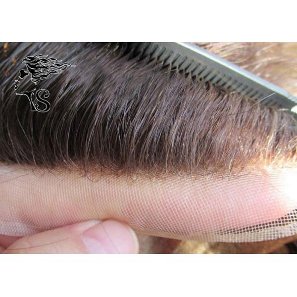 Fine Welded Mono Base Toupee Hair Replacement System Brown Straight Style