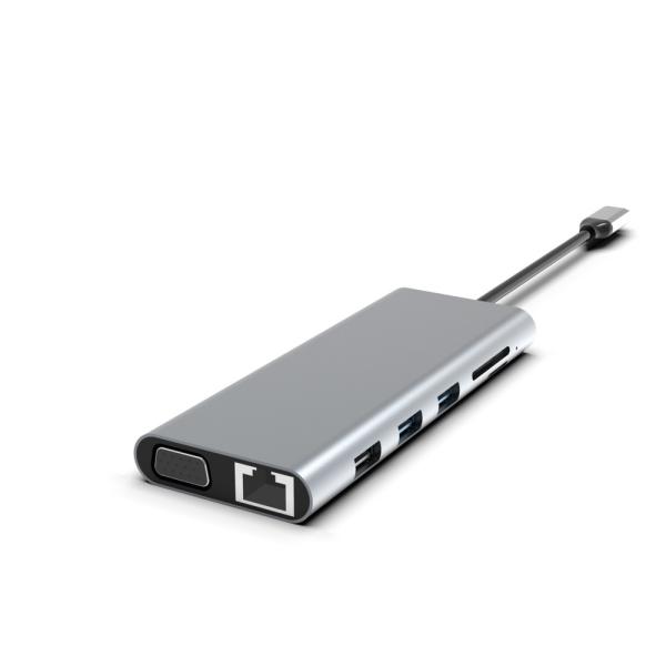 9 In 1 100W Usb C Hub 4k 60hz Hdmi Card Reader PD USB 3.0/2.0 Gigabit Ethernet USB C Dock