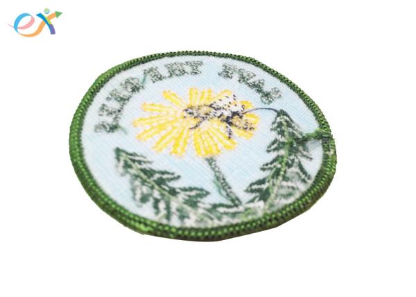 Personalized Iron On Patches , Flower Embroidery Patches With Paper Coated