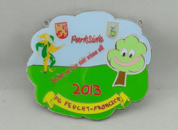 95mm Ecofriendly Green Enamel Medal , Zinc Alloy With Epoxy For Gift