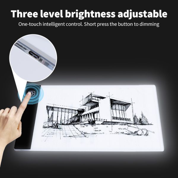 Micro USB 5V 198w Ultra Thin Portable LED Light Box Pad Dimmable Three Bright Drawing Tracing Board for 2D Animation