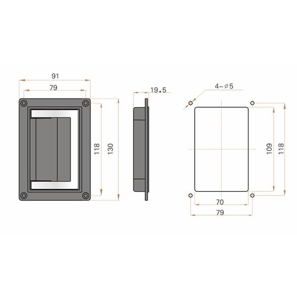 Electrical Cabinet Door Pull Handles Zinc Die Casting Material Spray Coating Surface