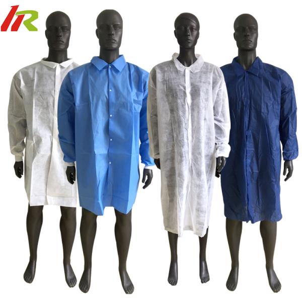 OEM Service Acceptable Multiple Color Option Disposable Lab Coat with Knitted Cuff or Elastic Cuff OEM