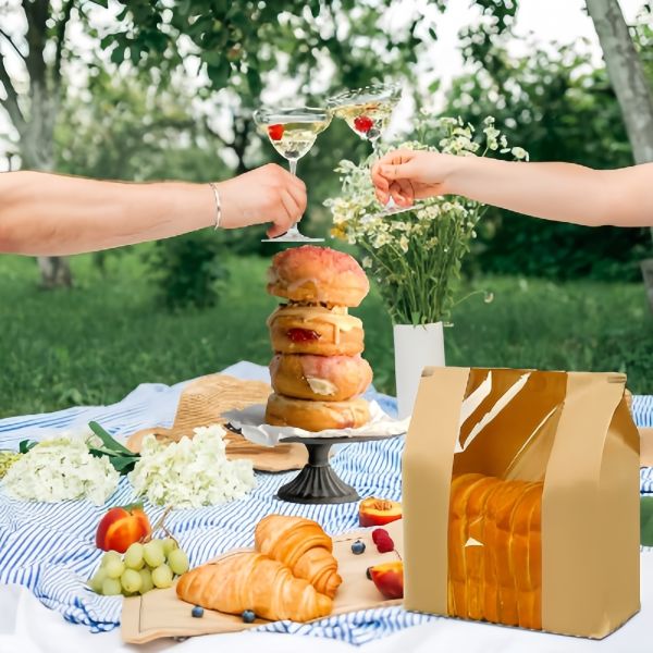 Convenient Kraft Paper Bread Bags Environmentally Friendly Kraft Bread Packaging