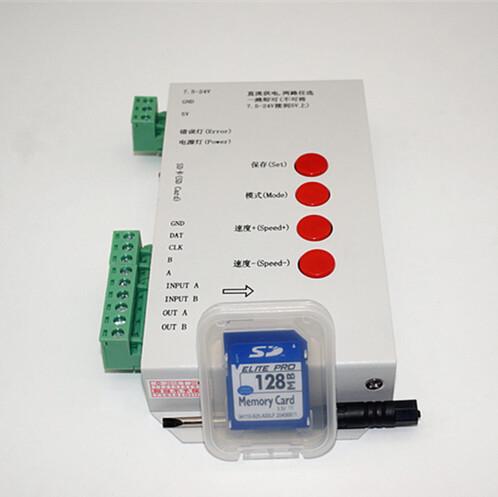 T-1000S LED Pixel Controller for LPD6803 WS2801 WS2811 RGB Full Color DC5V-24V with SD Card