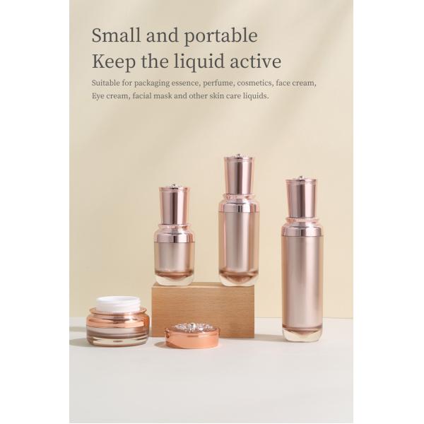 15ml 30ml Lotion Gold Acrylic Airless Cosmetic Bottle / Cream Jar For Skincare Packaging