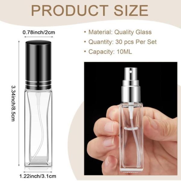 Diversity Portable Square Empty Glass Perfume Atomizer Bottle with Spray Applicator