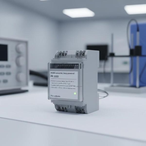 Loop-powered Pt100 converter with excellent accuracy and selectable response time PR 3333