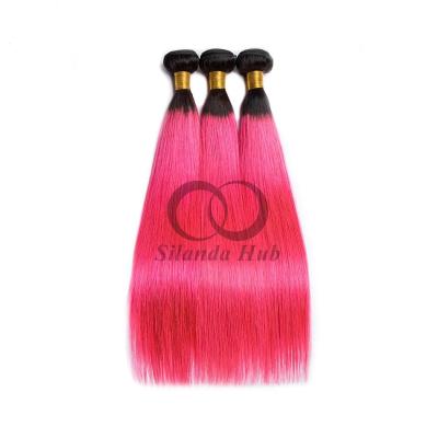 #T1B/Pink Straight Remy Human Hair Bundles Sew In Weave Bundles Brazilian Bundle Deals