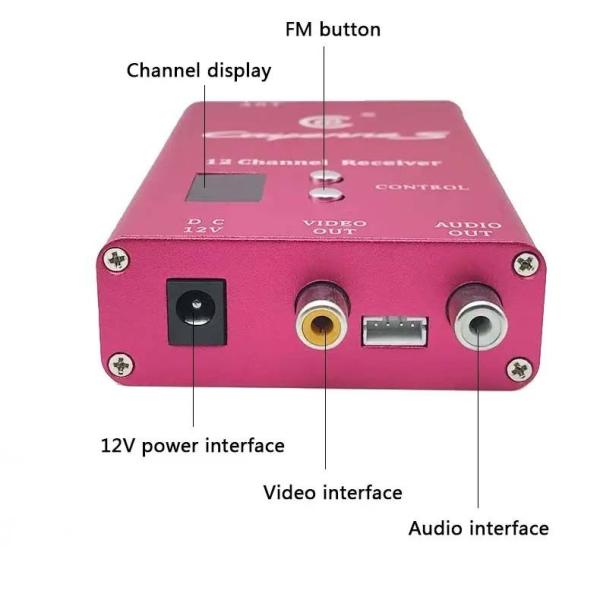 8 canaux 1.2 GHz 8W FPV émetteur vidéo sans fil et récepteur pour drones DC 12V puissance 40km portée
