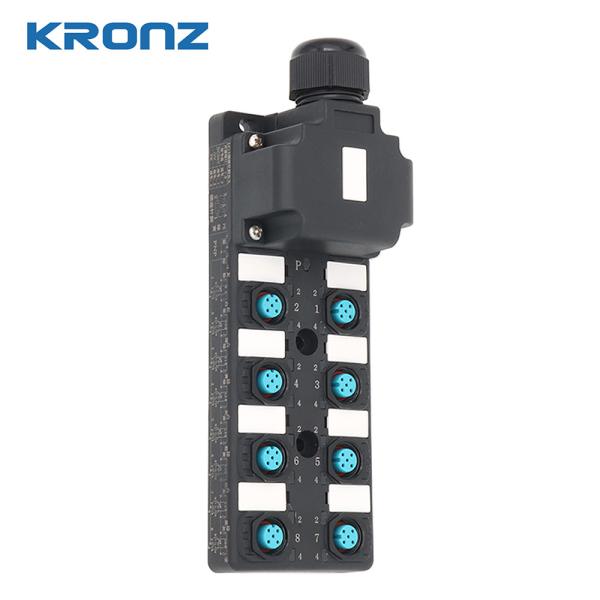 Industrial Sensor Distribution Box 8 Port Dual Channel NPN Junction Box M12 Connector