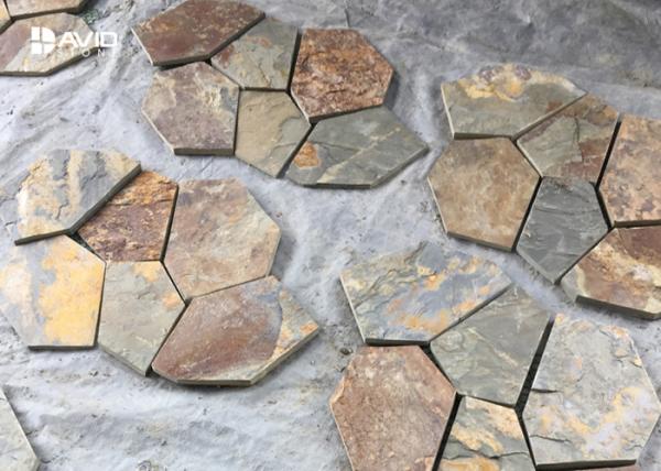 Rusty Yellow Slate Stepping Stones For Flooring , Outdoor Garden Slate Stones