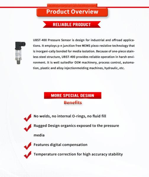 UNIVO UBST-400 Pressure sensors Tank Water Level Sensor for Liquid Level Measurement in Harsh Environments