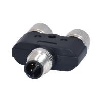 M12 imperméabilisent la découpeuse 3 de Y 4 5 8 12 bornes/trous femelles au câble d'Overmolded de mâle