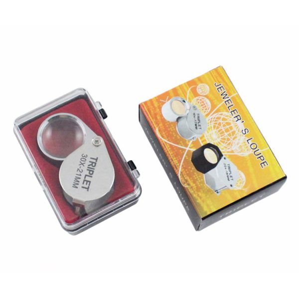 30X 21mm Black Folding Magnifier Loupe Portable Handheld Pocket Mini Magnifying Glass with Protective Case for Reading