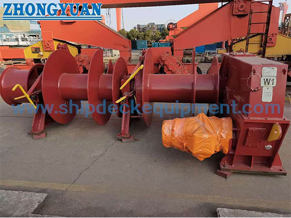 Electric Hydraulic Mooring Winch Double Drum Single Warping End