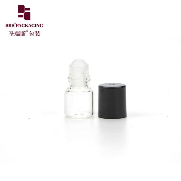 Wholesale cosmetic mini transparent color round essential oil 1ml glass roll on bottle