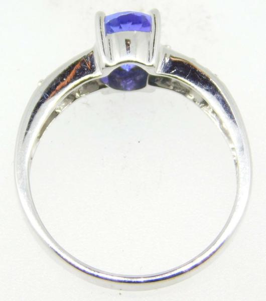 14k White Gold Oval Genuine Natural Tanzanite Ring with CZ