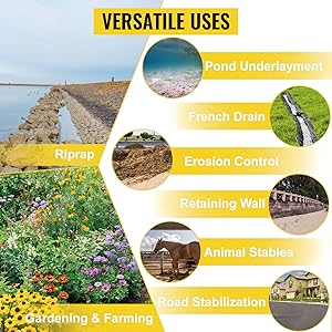 Commercial Grade Landscape Fabric, Garden Weed Barrier Fabric Heavy Duty, Geotextile Fabric Underlayment Gravel, Ground Cover Drainage Fabric, Weed Mat Cloth