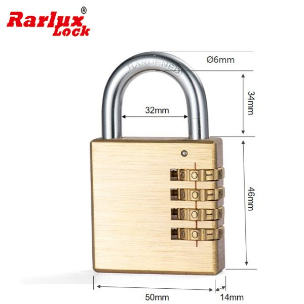 Rarlux 4 Digits Password Industrial Safety Eco-Friendly Durable High Safety Luggage Bag Brass Combination TSA Padlock
