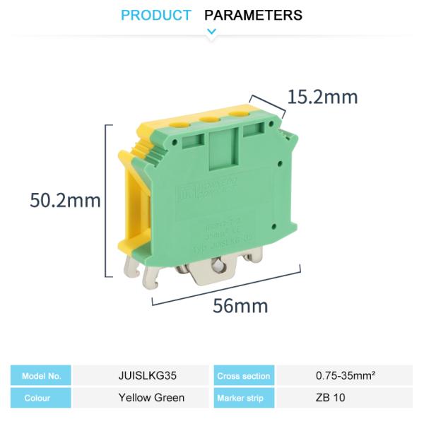 Нейлон PA66 Frameproofing зеленого цвета терминального блока JUISLKG 35 компактный всеобщий электрический желтый