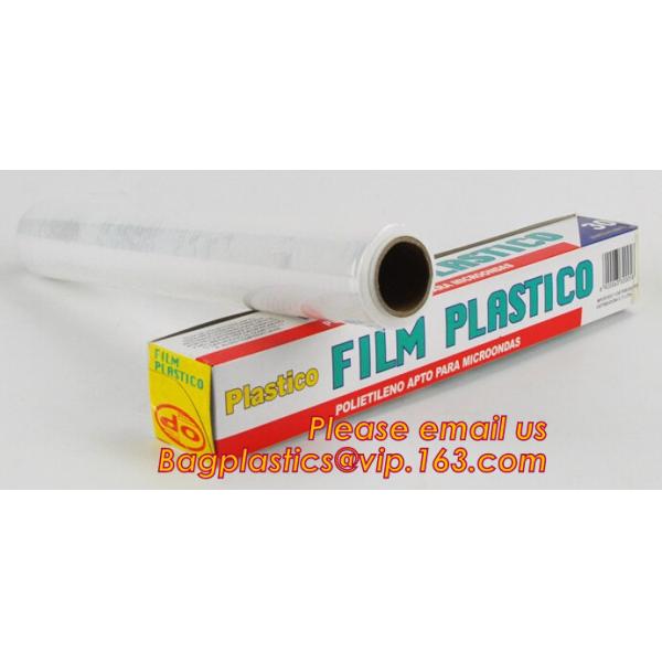 Keep Fresh PE food wrap plastic Cling film wrap jumbo roll, LLDPE power stretch wrap film food wrap stretch film, bageas