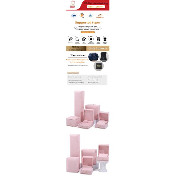 Rectangle Pink Jewelry Box for Custom Logo Packaging of Bracelets Necklaces and Rings