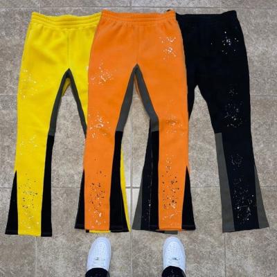 Customized Labels Men's Jogger Track Sweat Pants Baggy Trousers Paint Splatter Stack Flared Sweatpants