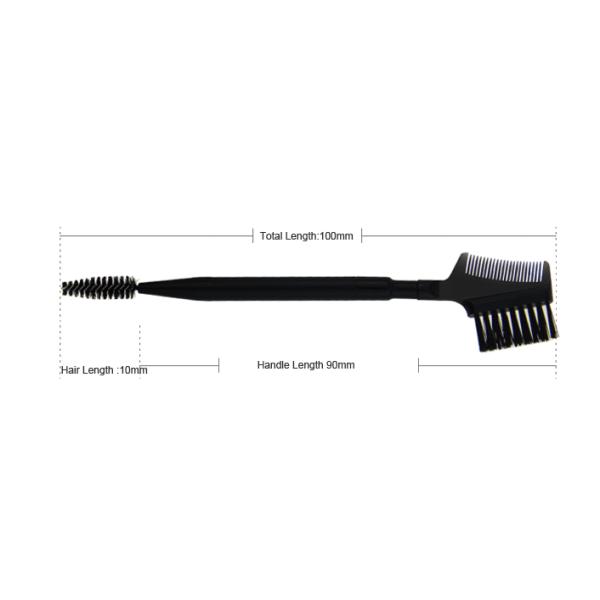 Plastic Handle Double End Eyebrow Brush With Black Synthetic Hair