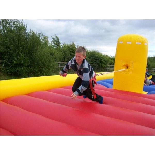 Бег Bungee бега элиминатора желтого цвета 35x12ft раздувными взаимодействующими подгонянный играми