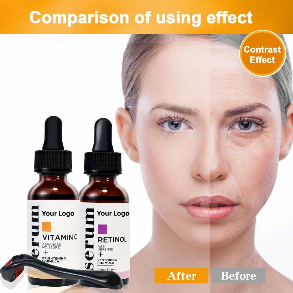 OEM ODM Private Label Organic Facial Skincare Retinol Anti-Aging Anti-Wrinkle Vitamin C Brightening Facial Serum Skincare Serum