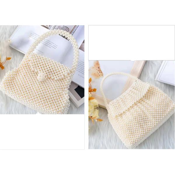 Dinner Pearl Hand Bags White Color 22.5cm×10.5cm×26.5cm for ladies