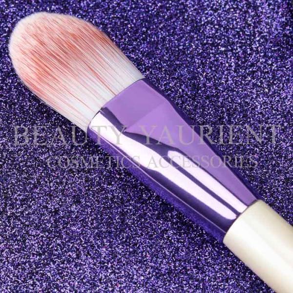 3tone PBT Hair Cosmetic Foundation Brush Pearl White Wooden Handle