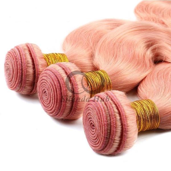 Pink Body Wave Remy Human Hair Bundles Sew In Weave Bundles Brazilian Bundle Deals