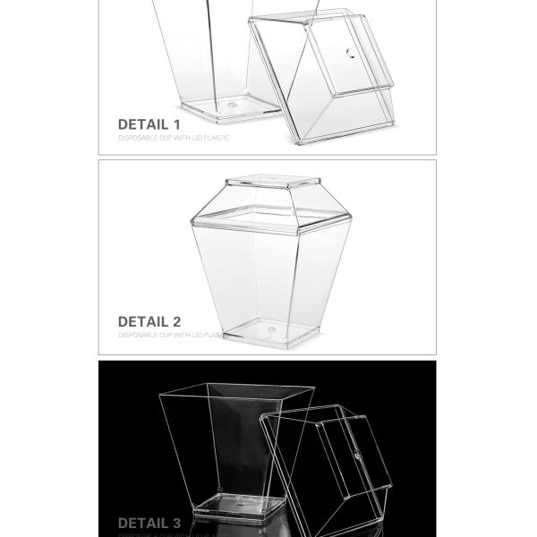Party supplies dessert square reusable plastic cup with lid