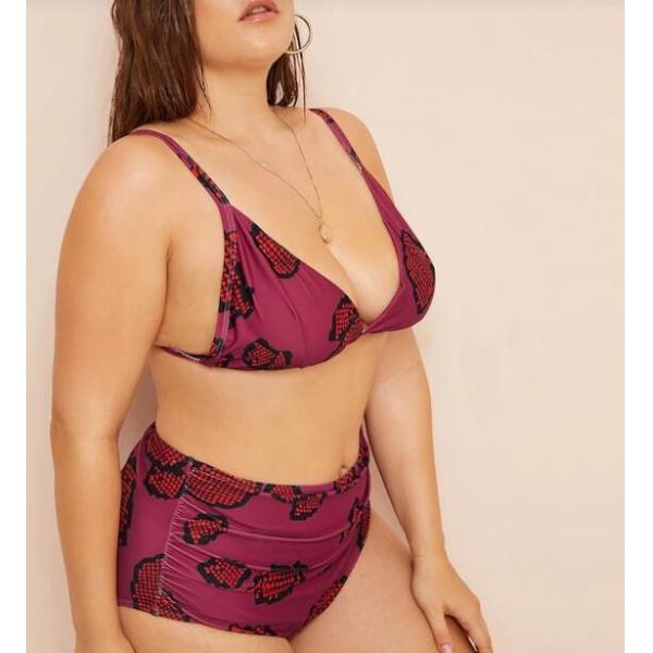 2019 bikini Plus Triangle Top With Ruched High Waist Bikini VNSF009 for USA