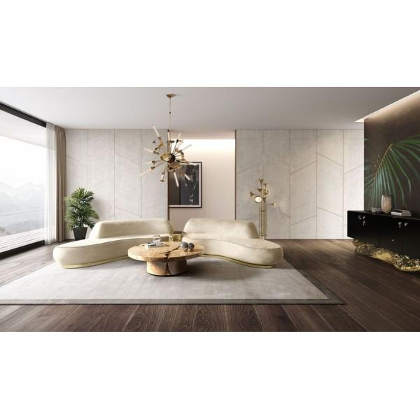 Black Modern Coffee Table Round Marble Top Nordic For Living Room Decor