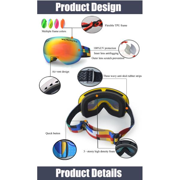 Customized Logo Anti-fog Double Lens Magnet Snow Ski Goggles for Outdoor Activities