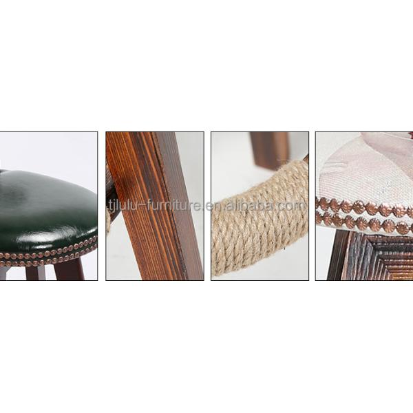 Bar Furniture Vintage High Chair Solid Wood Bar Stool with Back Rest Lacquered