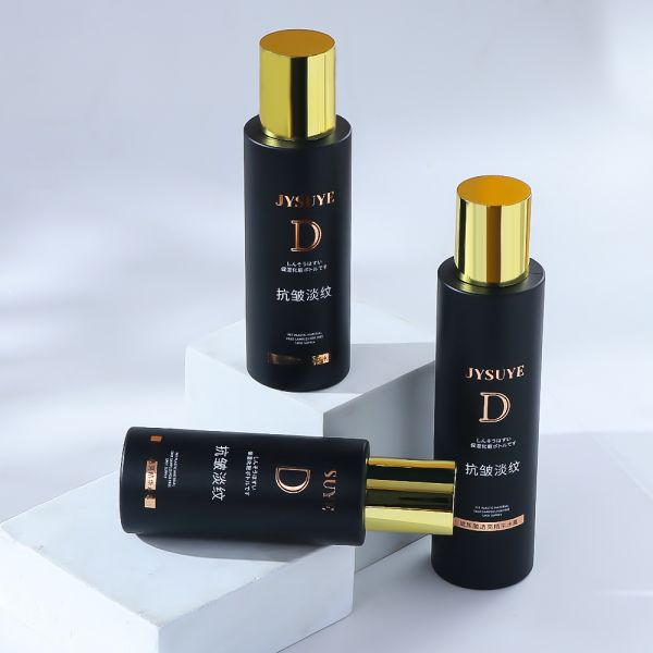 100-150ml Large Capacity Matte Essence Bottle with Gold Metallic Cap for Premium Skincare Toner