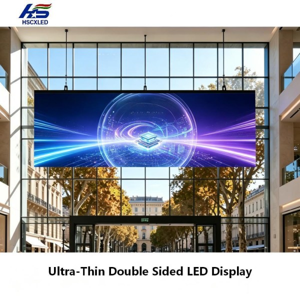 HSCXLED Ultra-thin Double-sided led screen Hanging led display 3000-nit High-brightness Poster Display