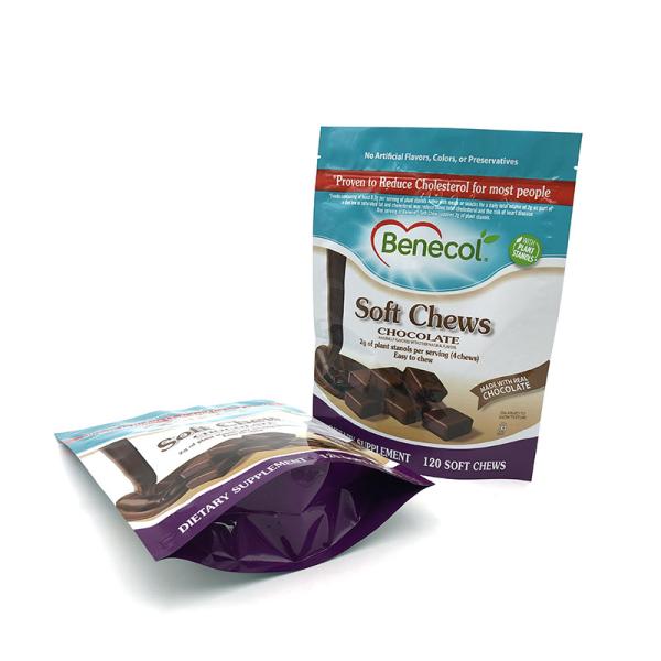 Stand up chocolate candy biscuit plastic packaging zipper bag for food packing