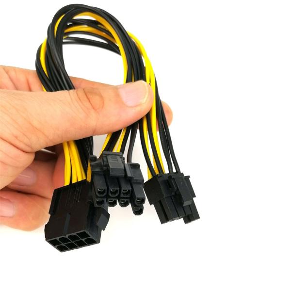 Pcie 8pin Female To Dual PciE 6 2pin Male Vga Splitter Power Converter Cable 18awg 20cm For Graphics Gpu Video Card