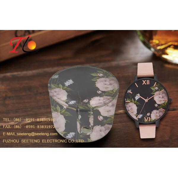 flower watch with pu leather band fashion watch for ladies with a pu flower design box