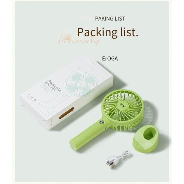 Portable Handheld Mini Fan with 4 Rotary Vane and Rechargeable USB Power
